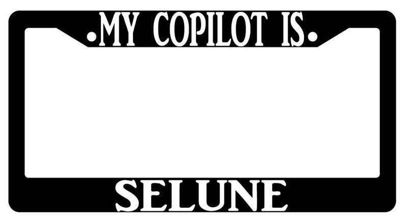 My Copilot Is Selune Black Plastic License Plate Frame D&amp;D  Mod-GRAPH9856236-441