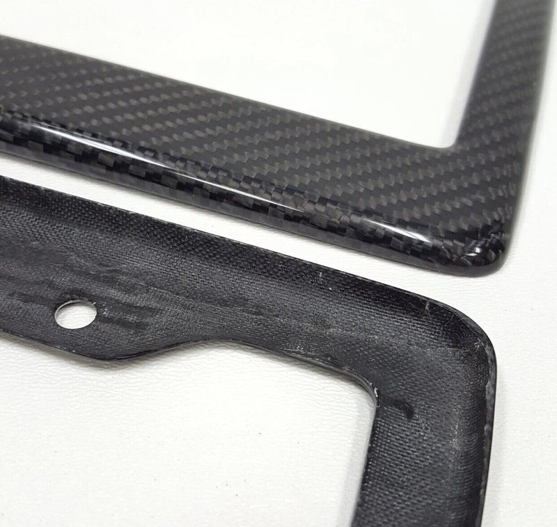 1x Real Carbon Fiber License Plate Frame Cover Black Glossy 3K High Quality