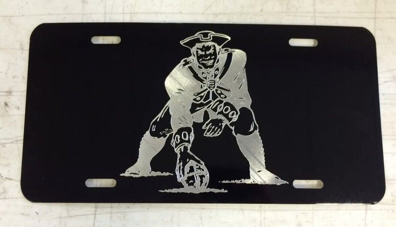 New England Patriots Minute Man Car Tag Diamond Etched on Aluminum License Plate