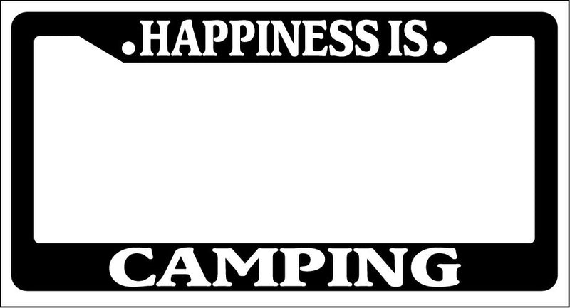 Black License Plate Frame Happiness Is... Camping Auto Accessory Novelty  Mod-GRAPH9856236-825