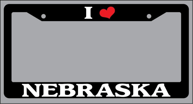 Black License Plate Frame "I Heart Nebraska" Auto Accessory Novelty 2395  Mod-GRAPH9856236-872
