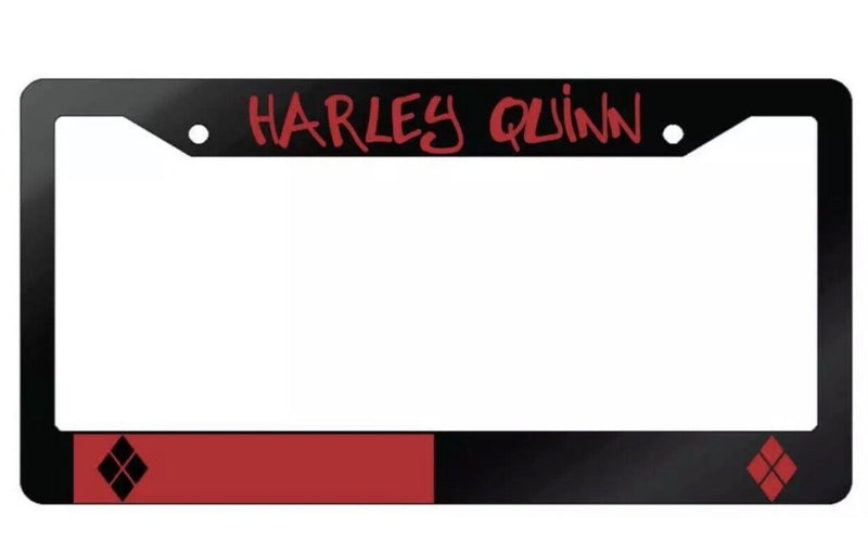 Harley Quinn (Design 2) Glossy Black Plastic License Plate Frame DC