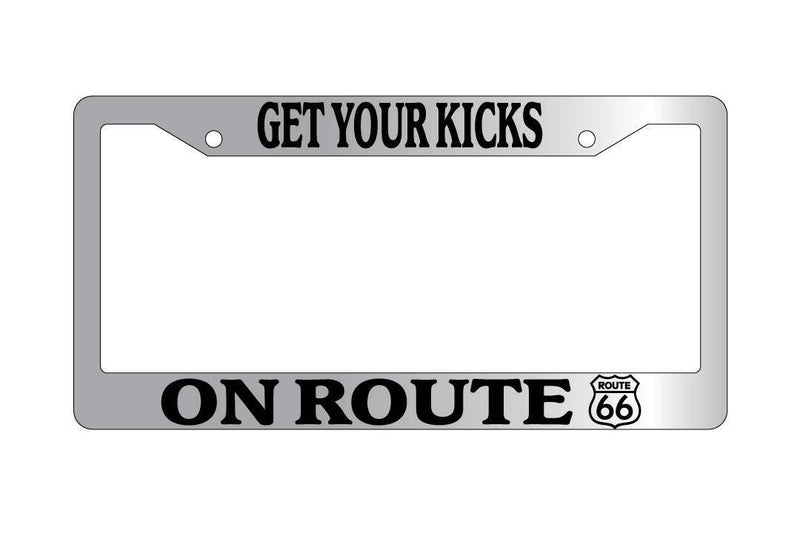 Chrome License Plate Frame GET YOUR KICKS ON ROUTE 66 Auto Accessory  Mod-GRAPH9856236-6778