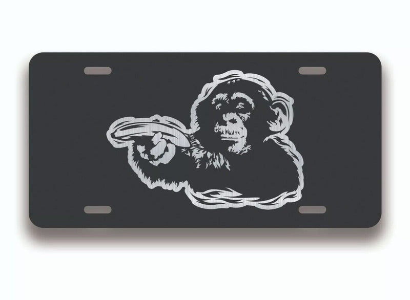 BANKSY MONKEY LICENSE PLATE TAG VANITY FRONT ALUMINUM 6 INCHES BY 12 INCHES