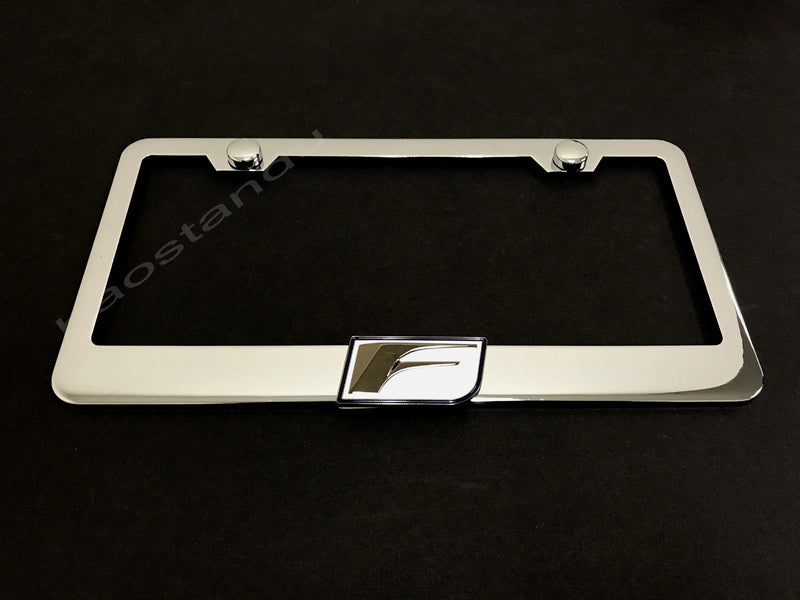 1x "F" 3D Emblem STAINLESS STEEL License Plate Frame RUST FREE + Screw Cap(W)