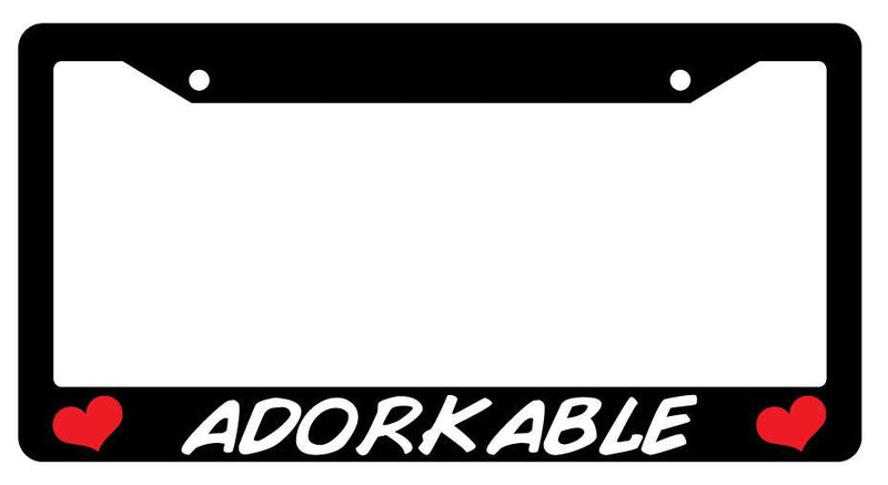 Black License Plate Frame ADORKABLE w/HEARTS Auto Accessory 91  Mod-GRAPH9856236-2338