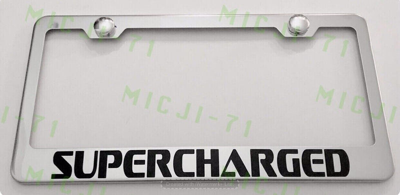 Supercharged Stainless Steel License Plate Frame Holder Rust Free