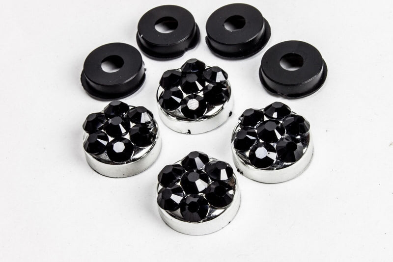Black Crystal Rhinestone Screw Cap for Crystal Bling License Plate Frame