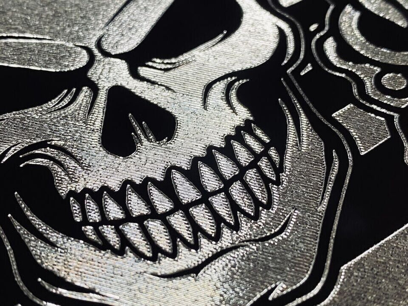 ENGRAVED US Flag Skull Gun Rights Car Tag Diamond Etched Metal License Plate
