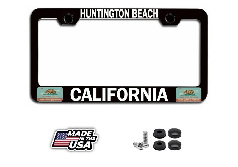 HUNTINGTON BEACH CALIFORNIA Californian Steel License Plate Frame
