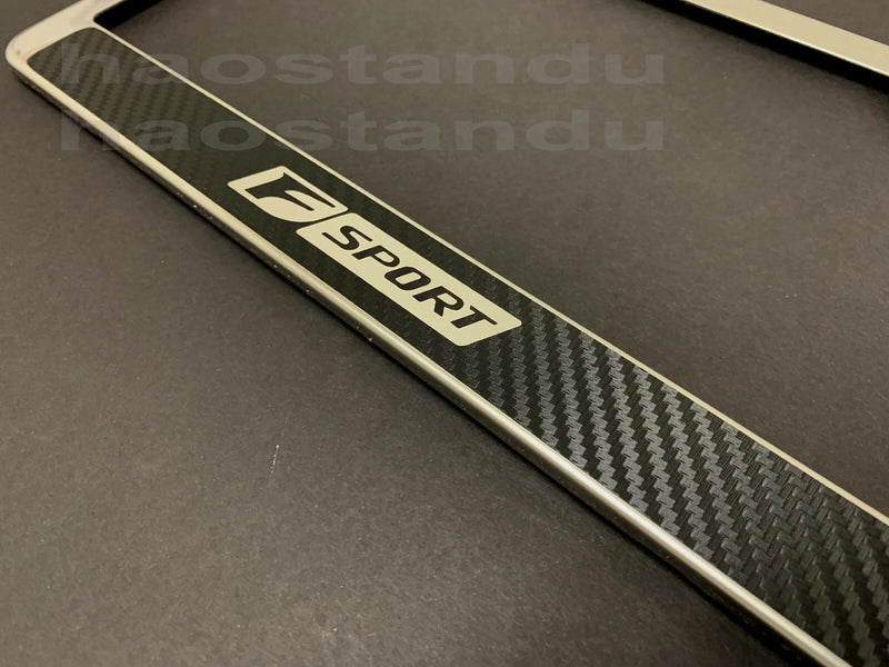2pc x FSPORT HALO STAINLESS STEEL LICENSE PLATE FRAME (Carbon Fiber Style)