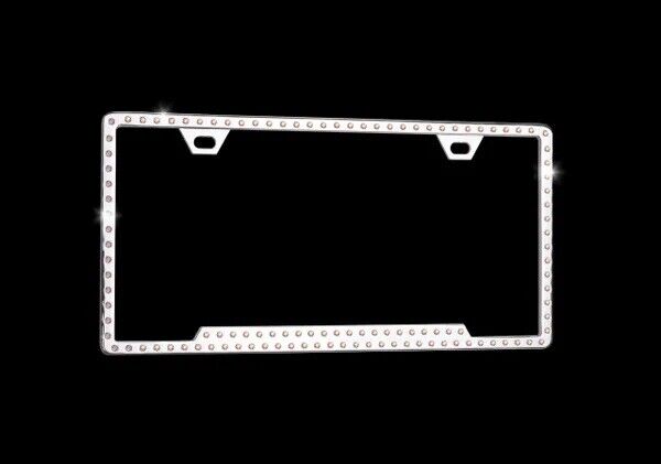 SLIMLINE CHROME ICE SWAROVSKI® CRYSTAL LICENSE PLATE FRAME - AB