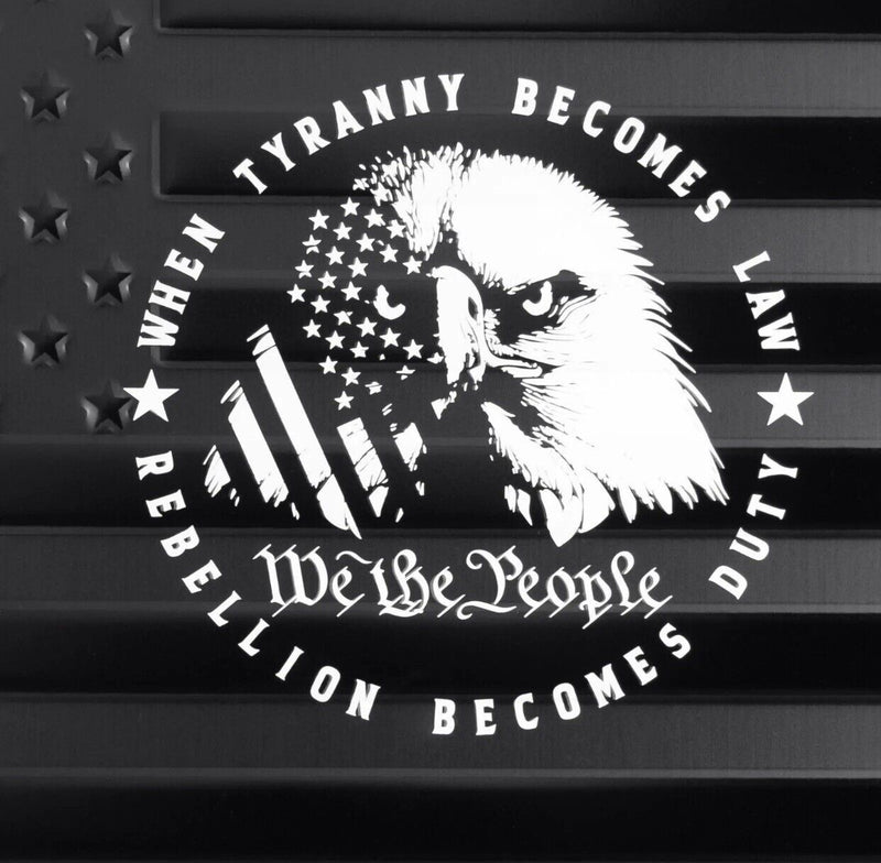 License Plate Tag We The People against Tyranny, Patriotic American Flag w/Eagle