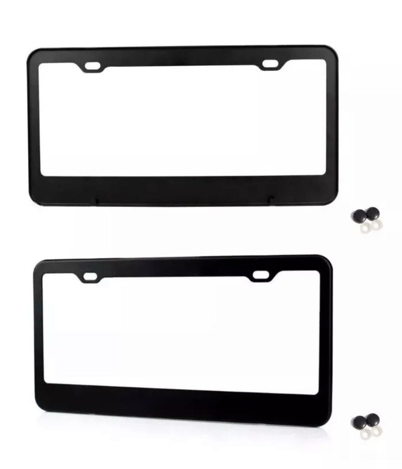 2 x Black Aluminum Alloy Car License Plate Frame Cover Front & Rear US Size