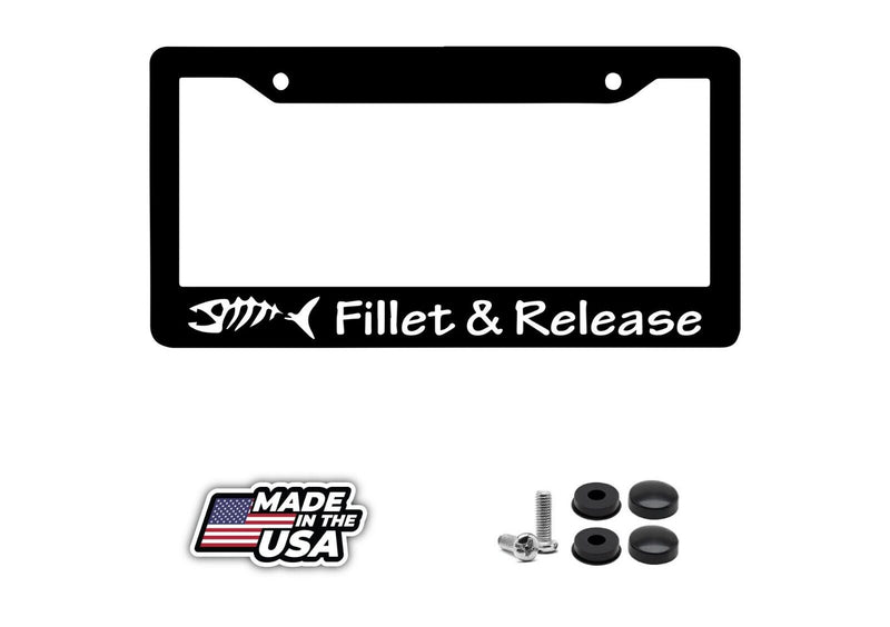 Fillet And Release Fishing Glossy Black License Plate Frame