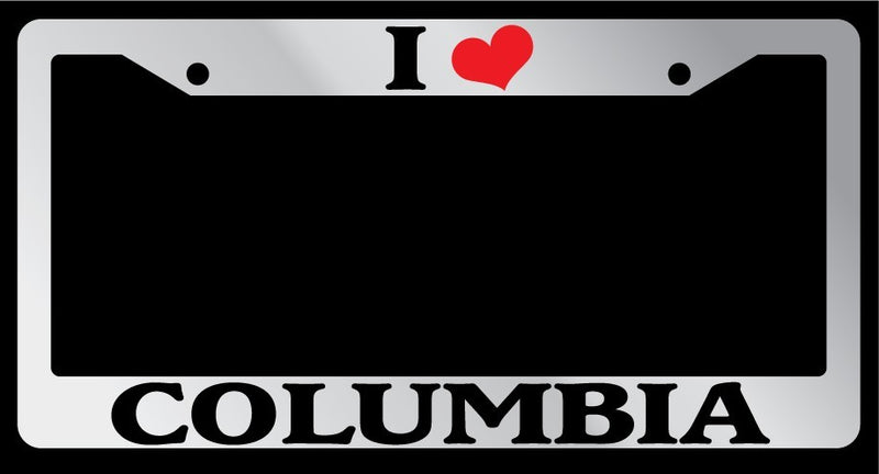 Chrome License Plate Frame I Heart Columbia Auto Accessory 1195  Mod-GRAPH9856236-4398