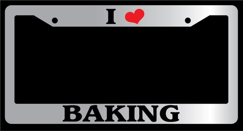 Chrome METAL License Plate Frame I HEART BAKING Auto Accessory  Mod-GRAPH9856236-9210