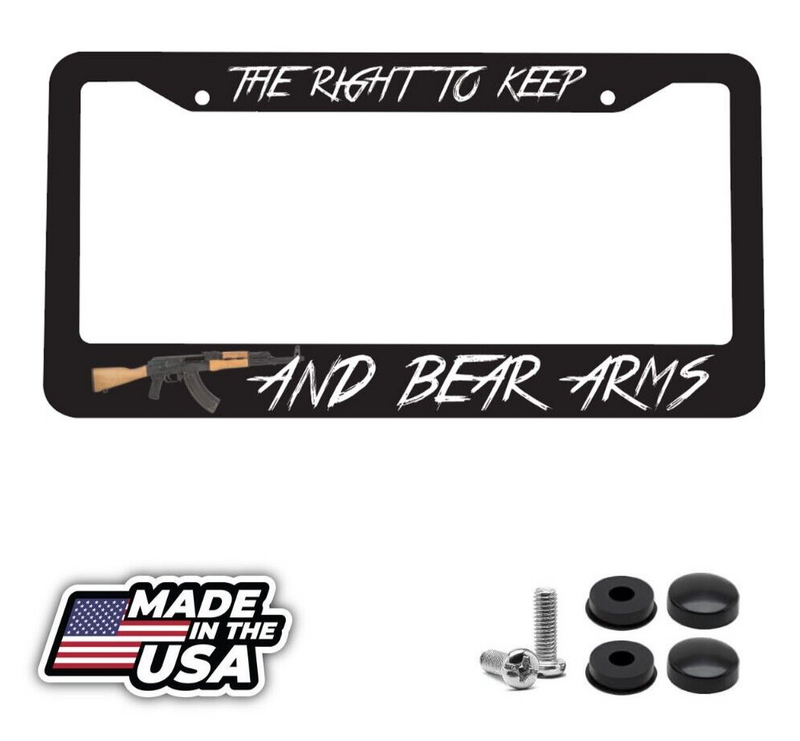 The Right To Keep And Bear Arms 2nd Amendment NRA Gun US Car License Plate Frame