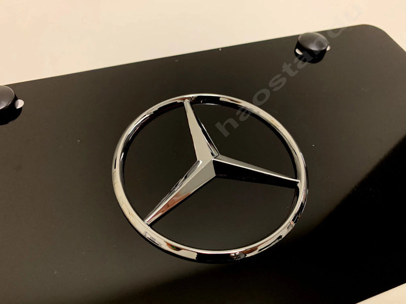 1x 3D "Mercedes Benz LOGO" emblem Aluminum BLACK Color Front Plate RUST FREE