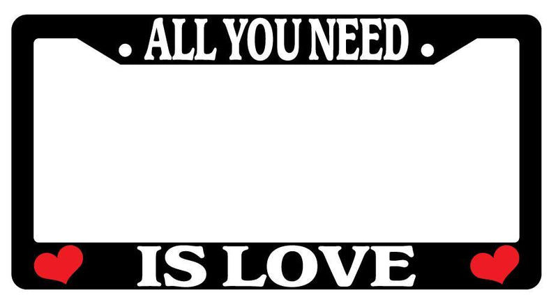 Black License Plate Frame Auto Accessory All-You-Need-Hearts  Mod-GRAPH9856236-683