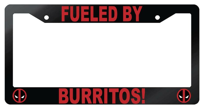 Fueled By Burritos Glossy Black Plastic License Plate Frame For Deadpool  Mod-GRAPH9856236-7188
