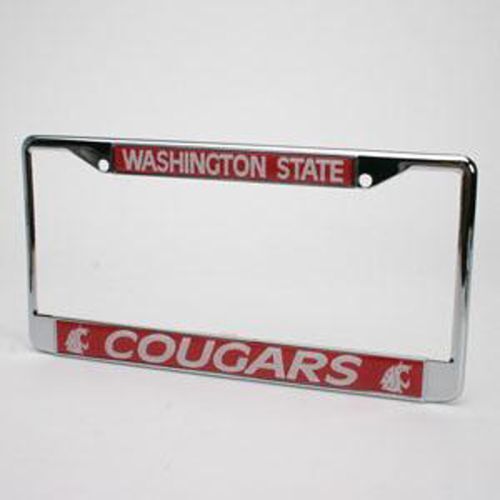 NCAA Washington State Cougars Metal License Plate Frame W/domed Insert