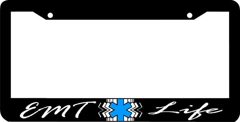 EMT LIFE - EMT Emergency Medical Technician License Plate Frame STAR of LIFE