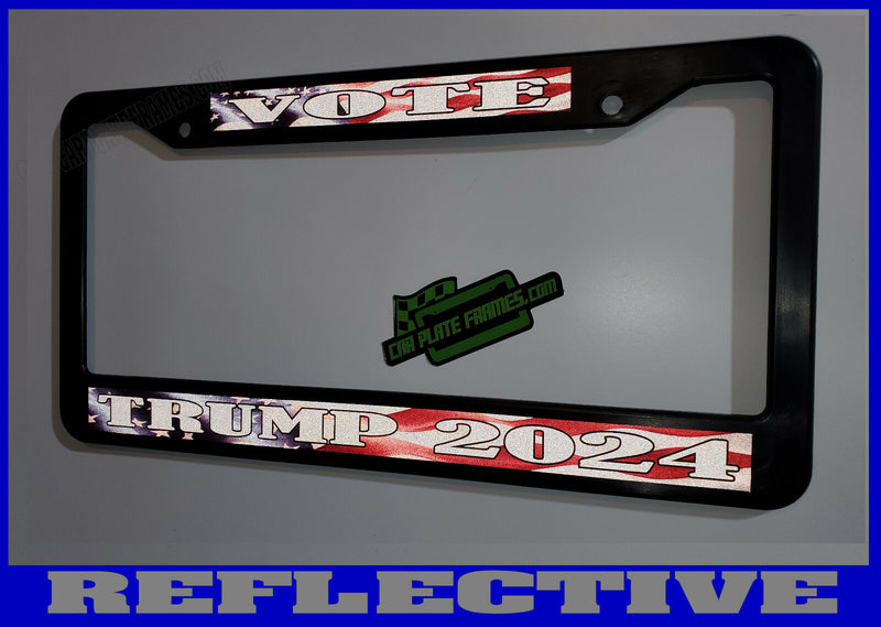 REFLECTIVE VOTE TRUMP 2024 License Plate Frame