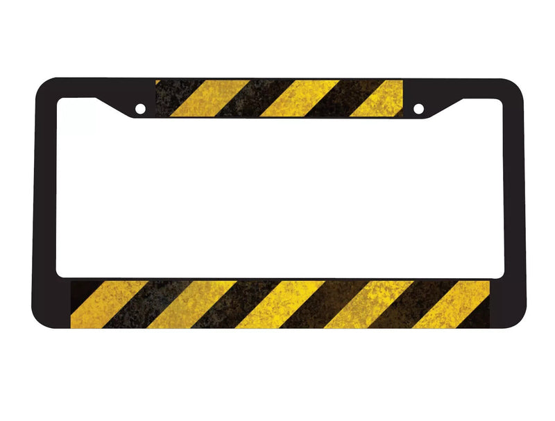 Hazard Stripes Construction Road Work Caution Stay Back Car License Plate Frame