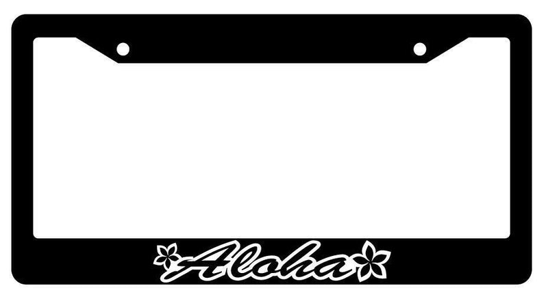 Aloha (Plumeria) Black Plastic License Plate Frame Auto Accessory  Mod-GRAPH9856236-223