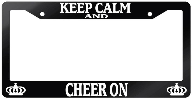 Glossy Black License Plate Frame KEEP CALM AND CHEER ON Auto Accessory  Mod-GRAPH9856236-7140