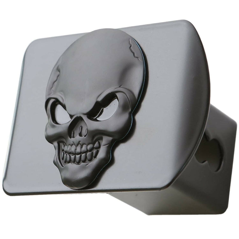 Metal Skull 3D Emblem Trailer Hitch Cover Fits 2" Receivers Black Including Pin