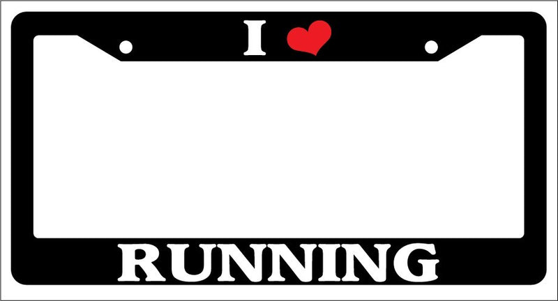 Black License Plate Frame "I Heart Running" Auto Accessory Novelty  Mod-GRAPH9856236-2893
