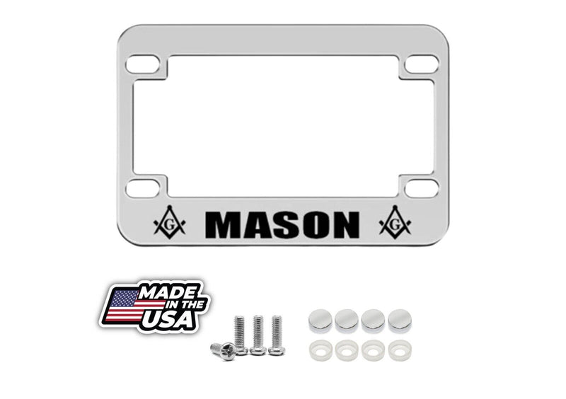 Metal Bike License Plate Frame Masonic Mason Moson Logo Motorcycle Accessories