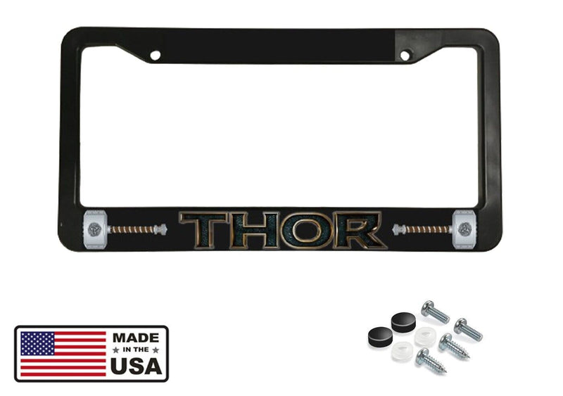THOR Avengers SUPER HERO NORSE Ragnarök HAMMER Black License Plate Frame NEW