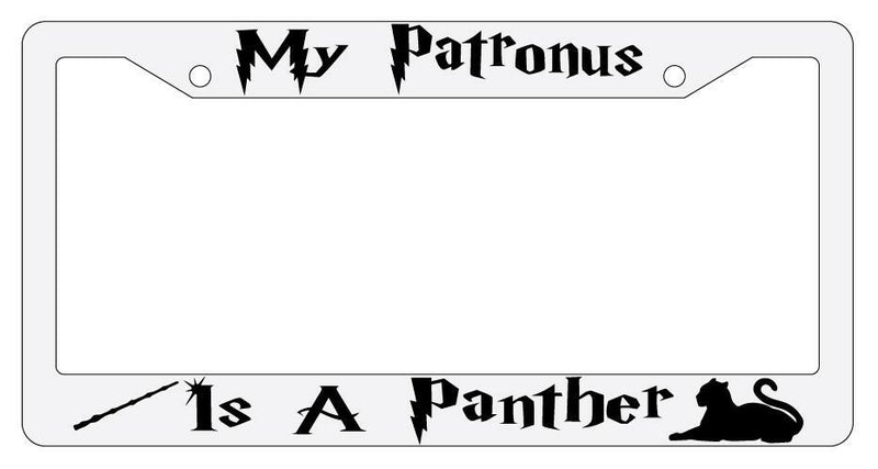 My Patronus is A Panther White Plastic License Plate Frame Auto Accessory  Mod-GRAPH9856236-3541