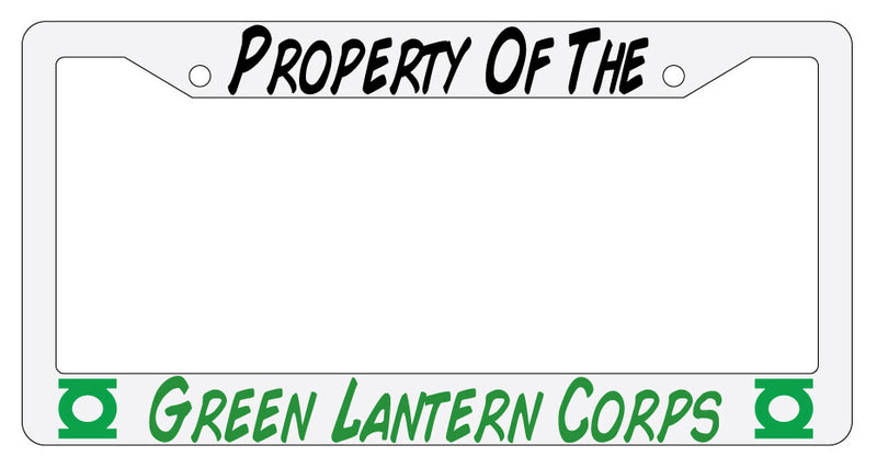 Property Of The Green Lantern Corps White Plastic License Plate Frame  Mod-GRAPH9856236-1774