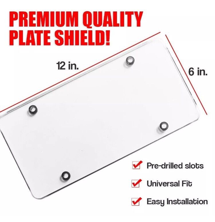 2 CLEAR FLAT LICENSE PLATE COVER BUG SHIELD PLASTIC PROTECTOR FOR CAR /AUTO TAG