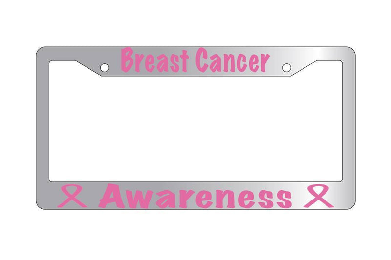 Chrome License Plate Frame BREAST CANCER AWARENESS Auto Accessory 655  Mod-GRAPH9856236-6641