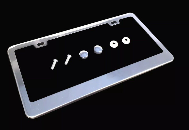 2pcs license plate frames metal stainless steel holder screw caps tag cover US