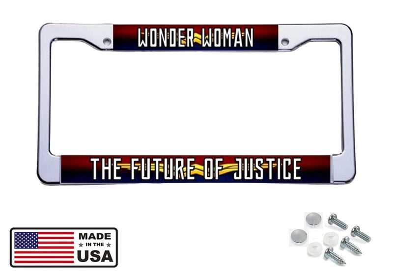 NEW! WONDER WOMAN FANS! "WONDER WOMAN/THE FUTURE OF JUSTICE" LICENSE PLATE FRAME