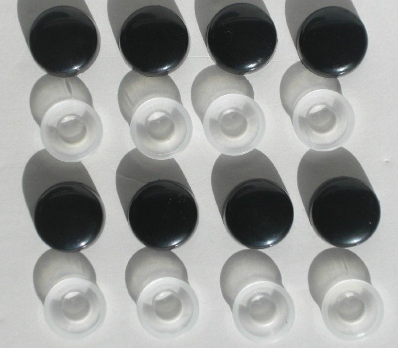 8 Black "Smooth" License Plate Frame Screw Caps & Bolt Covers - Car Truck Cycle