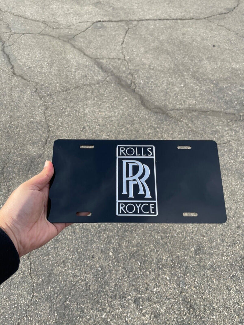 Rolls-Royce Emblem Acrylic Black Mirror License Plate Auto Tag