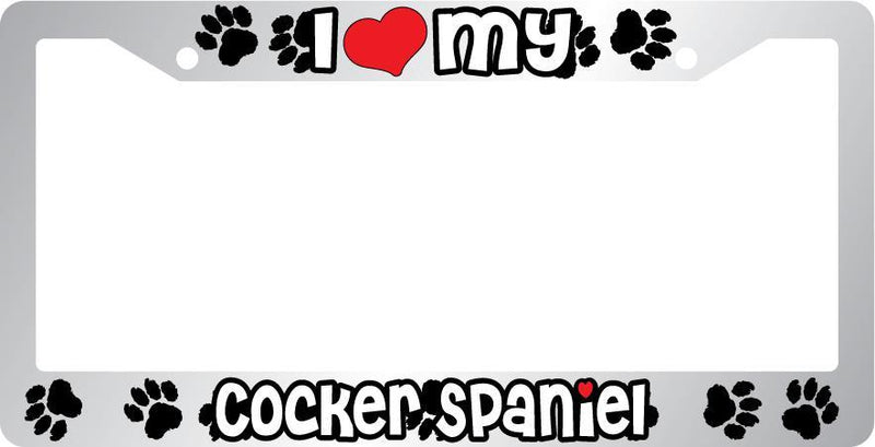 Chrome License Plate Frame I Heart My Cocker Spaniel Auto Accessory Peticular  Mod-GRAPH9856236-6606