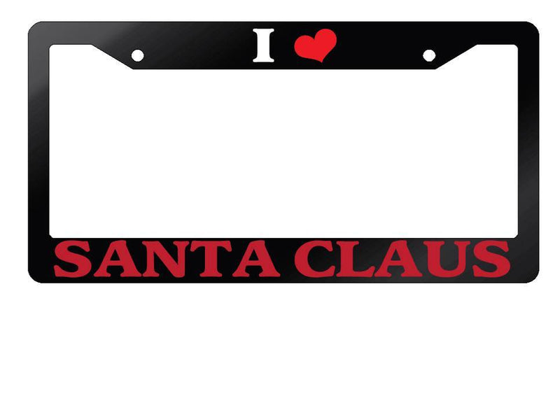 Glossy Black License Plate Frame I HEART SANTA CLAUS (red) Auto Accessory  Mod-GRAPH9856236-7561