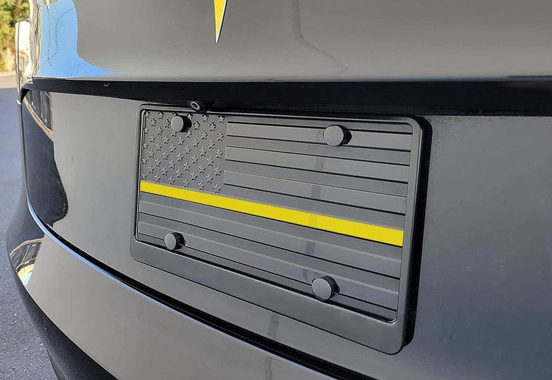American Flag Thin Gold Yellow Line Dispatchers License Plate Truck Auto Car Tag