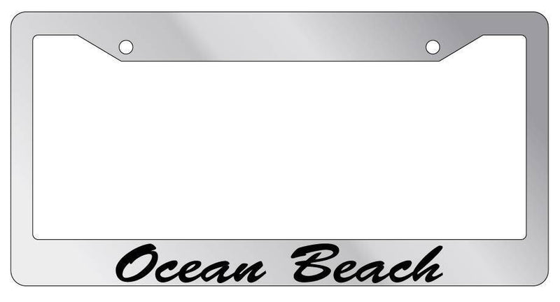 Chrome METAL License Plate Frame Ocean Beach Cursive Auto Accessory  Mod-GRAPH9856236-8902