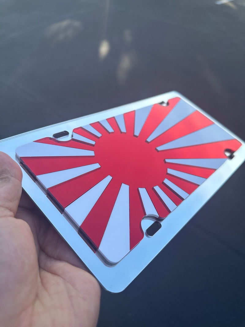 Japan Rising Flag Mirror Acrylic laser cut license plate JDM style