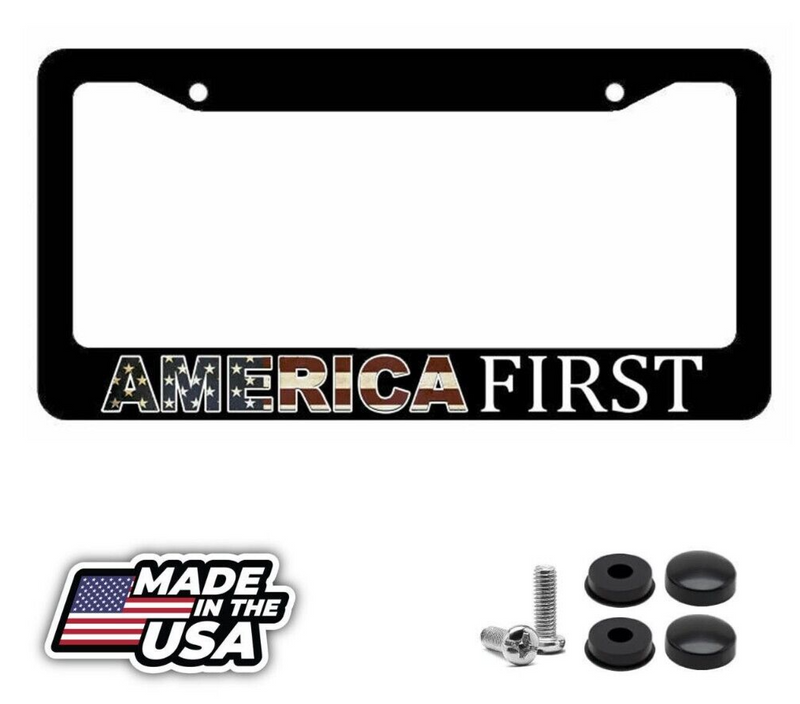America First 2nd Amendment American Flag USA Car Truck Auto License Plate Frame