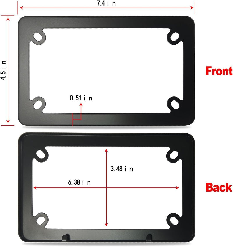 Matte Black Stainless Steel Motorcycle License Plate Frame Including Hardware